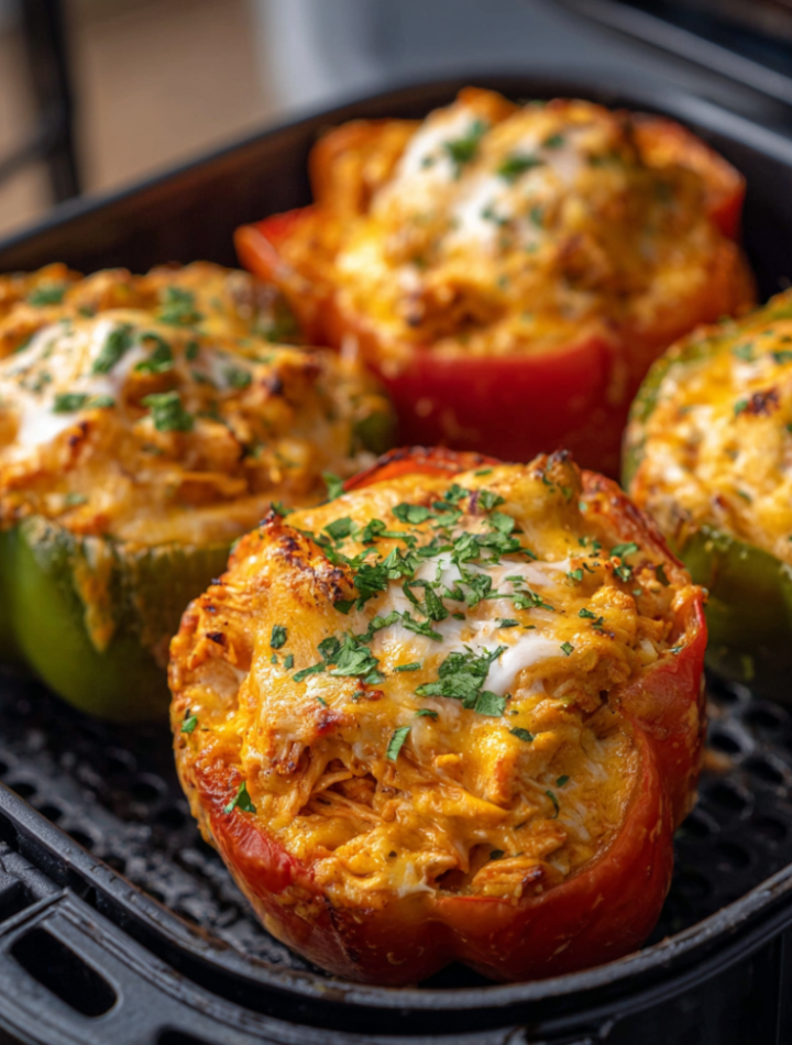 Air Fryer Buffalo Chicken Stuffed Peppers