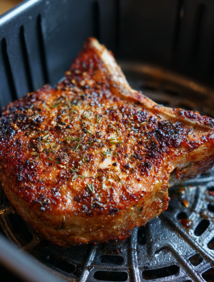 Air Fryer Charred Pork Cutlet with Apple & Fennel Remoulade