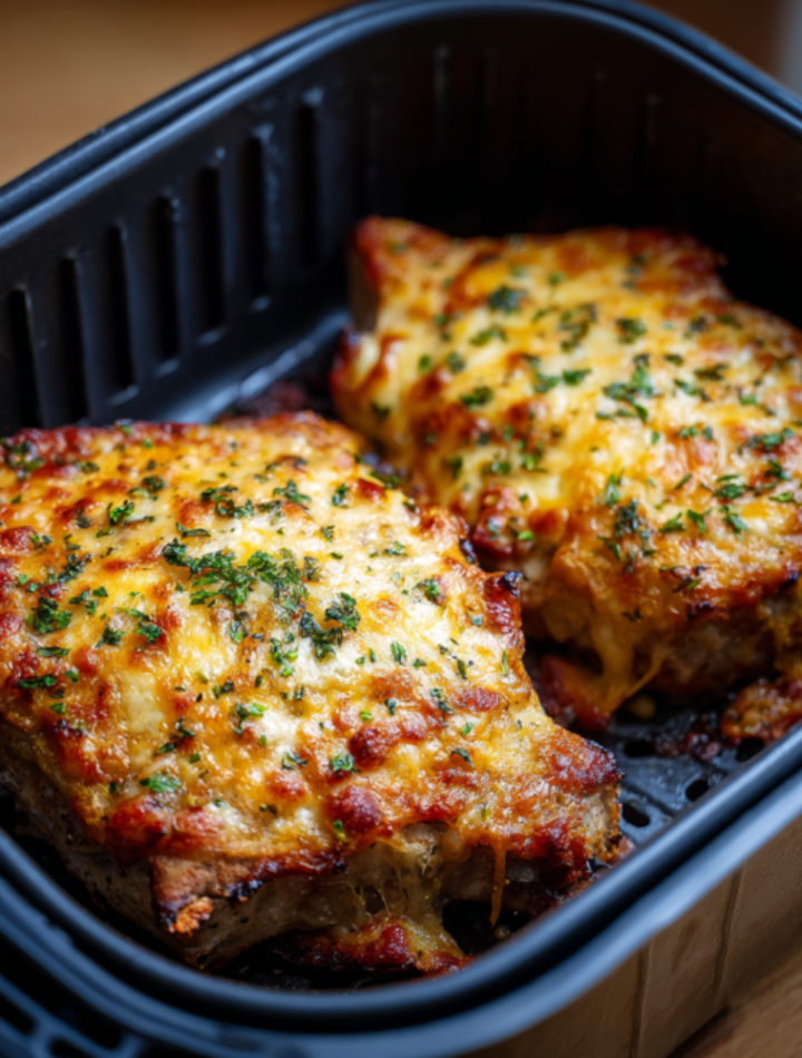 Air Fryer Cheesy Pork Chop Bake