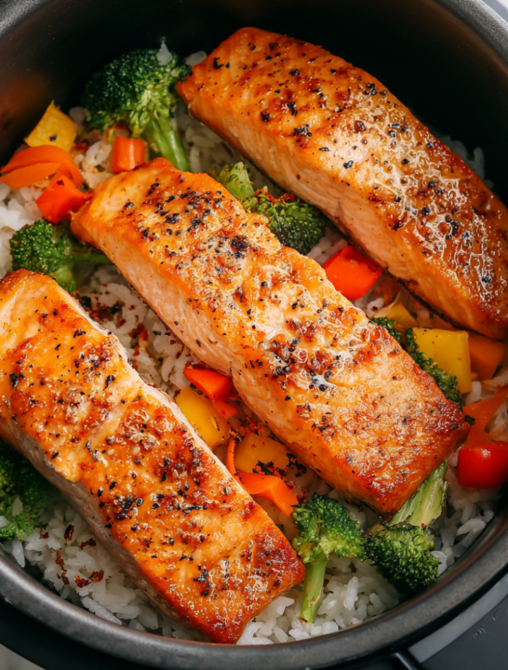 Air Fryer Salmon Rice Bowls