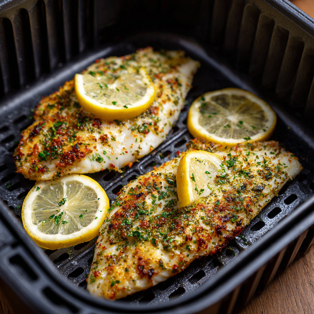 Air Fryer Lemon Herb Tilapia instructions