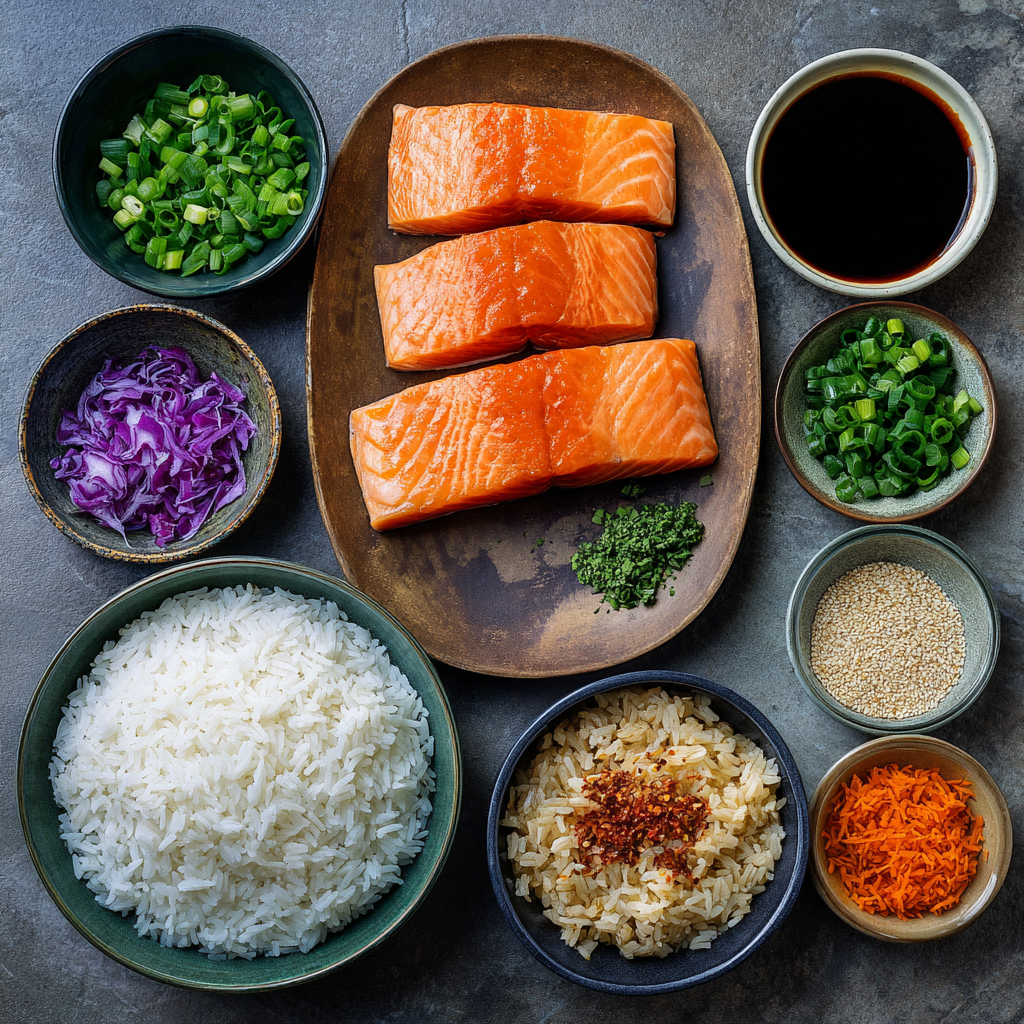 Ingredients Air Fryer Salmon Rice Bowls