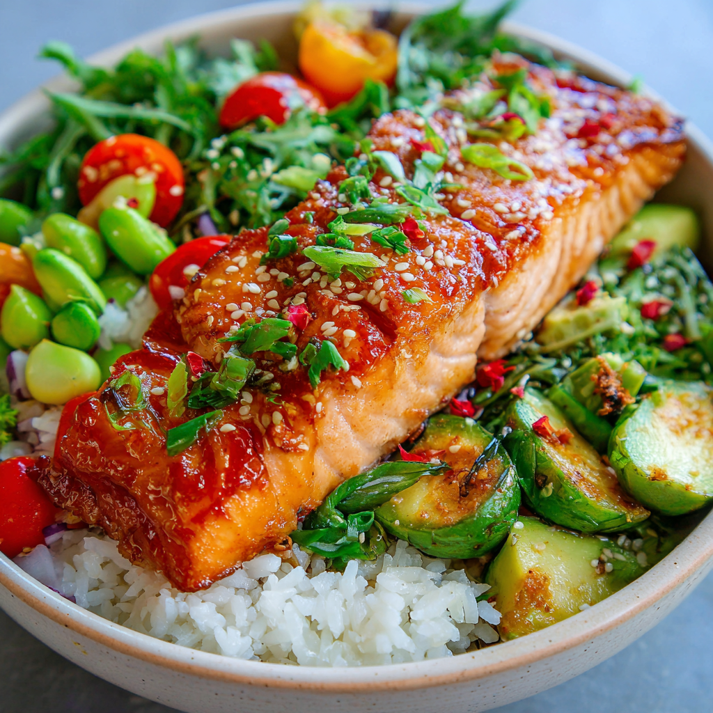 How to make Air Fryer Salmon Rice Bowls