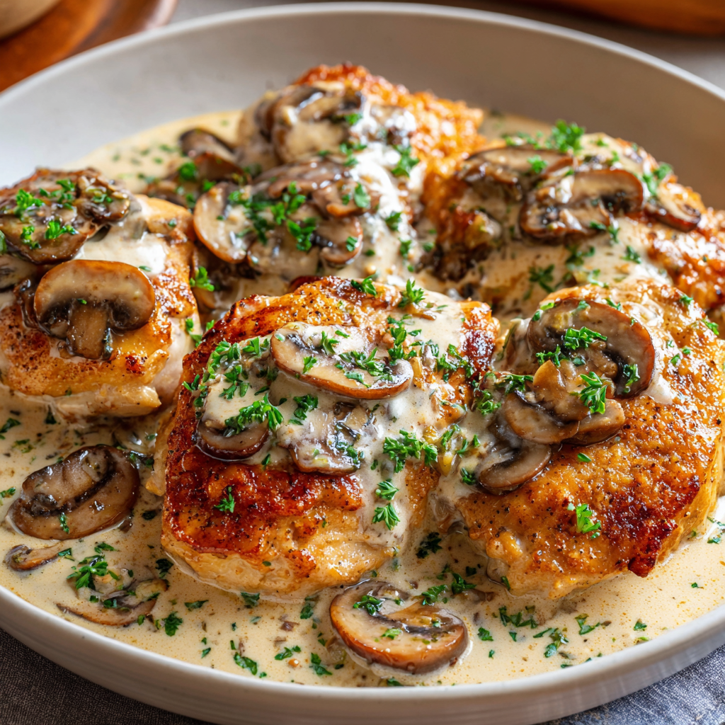 Air Fryer Creamy Mushroom Chicken instructions