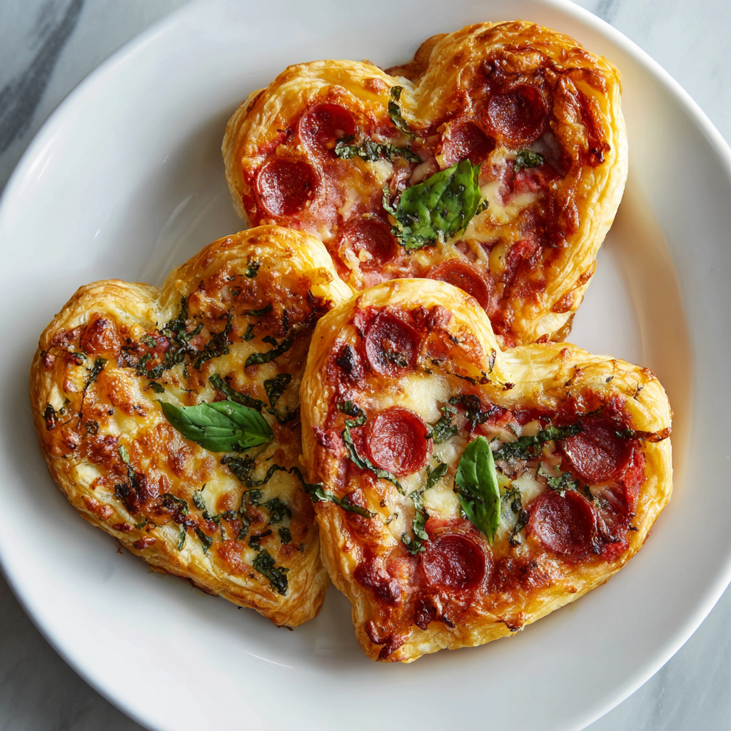 Heart Puff Pastry Pizzas