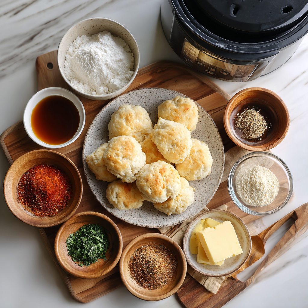 Air Fryer Spicy Honey Butter Chicken Biscuits ingredients