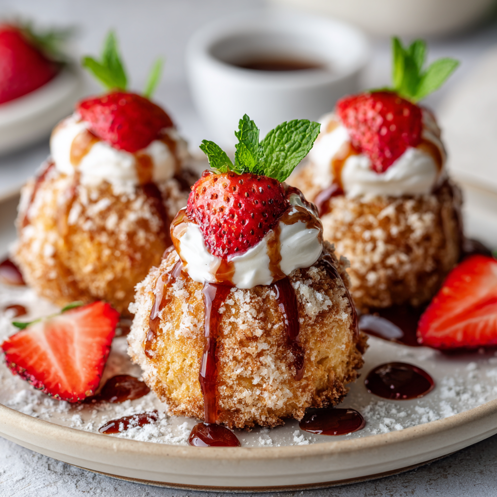 Air Fryer Strawberry Shortcake Bites