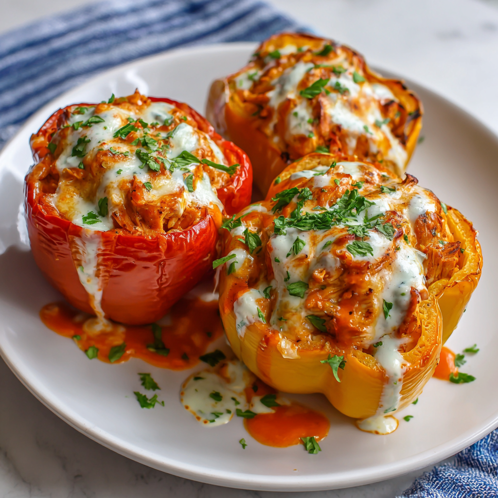 how to make Air Fryer Buffalo Chicken Stuffed Peppers