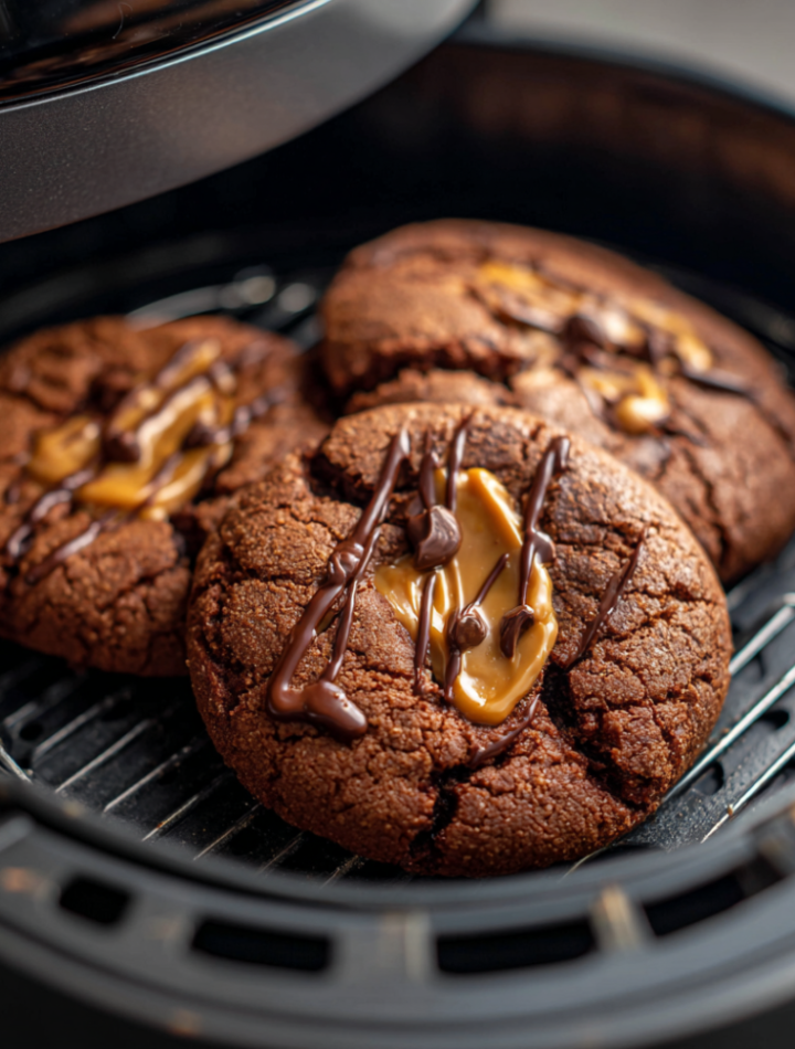 Air Fryer Chocolate Peanut Butter Stuffed Cookies