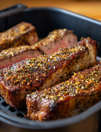 Air Fryer Coffee‑Rubbed New York Strip