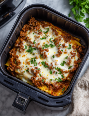 Air Fryer Creamy Beef Lasagna