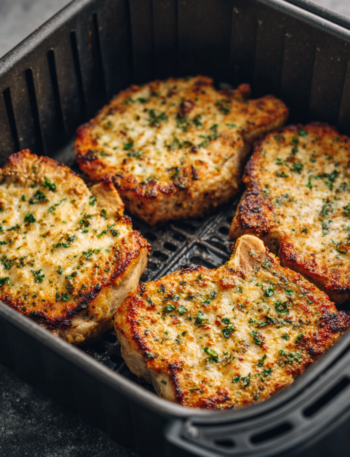 Air Fryer Creamy Garlic Parmesan Pork Chops