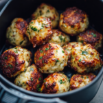 Air Fryer Creamy Garlic Parmesan Pork Meatballs