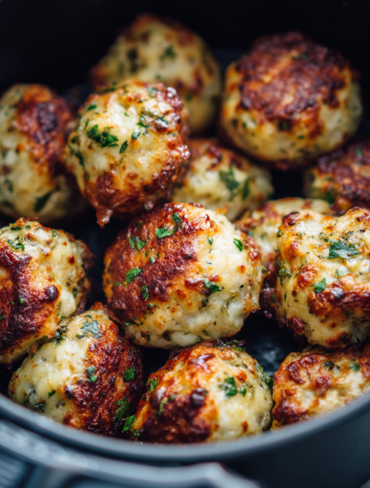 Air Fryer Creamy Garlic Parmesan Pork Meatballs