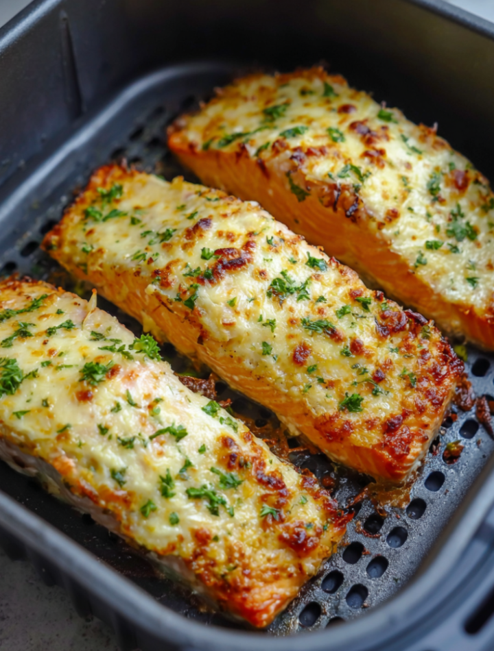 Air Fryer Creamy Garlic Parmesan Salmon
