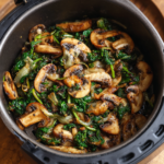 Air Fryer Creamy Mushroom & Spinach Vegan Skillet