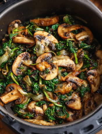 Air Fryer Creamy Mushroom & Spinach Vegan Skillet