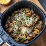 Air Fryer Creamy Parmesan Mushroom Ground Beef Skillet