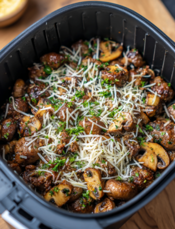 Air Fryer Creamy Parmesan Mushroom Ground Beef Skillet