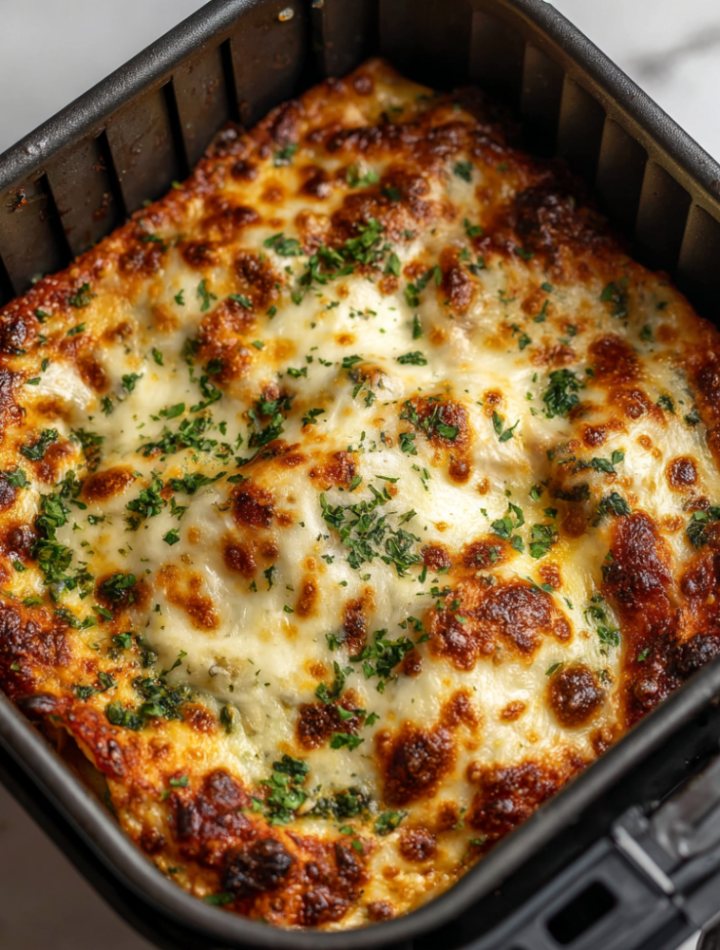 Air Fryer Creamy Spinach Garlic Lasagna