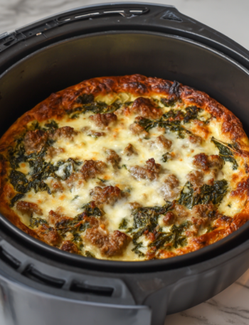 Air Fryer Creamy Spinach Parmesan Beef Bake