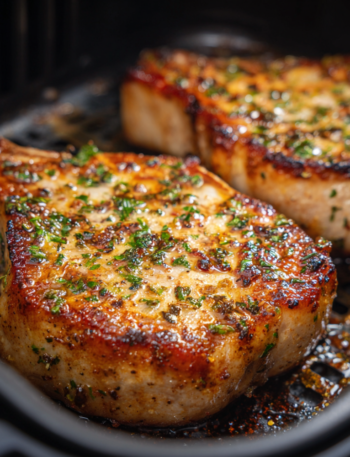 Air Fryer Creamy Tuscan Garlic Pork Chops