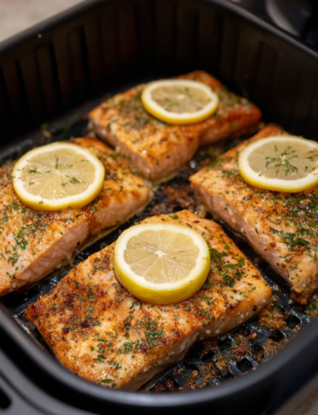 Air Fryer Lemon Dill Salmon Pasta