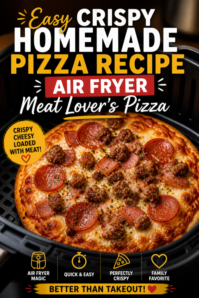 Air Fryer Meat Lovers Pizza (Easy Crispy Homemade Pizza Loaded with Meat)