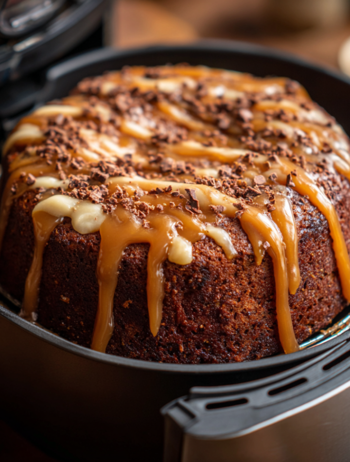 Air Fryer Miso Caramel & Chocolate Stout Cake