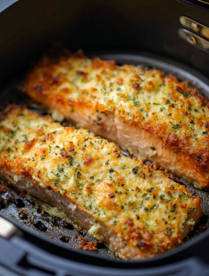 Air Fryer Parmesan Herb Crusted Salmon