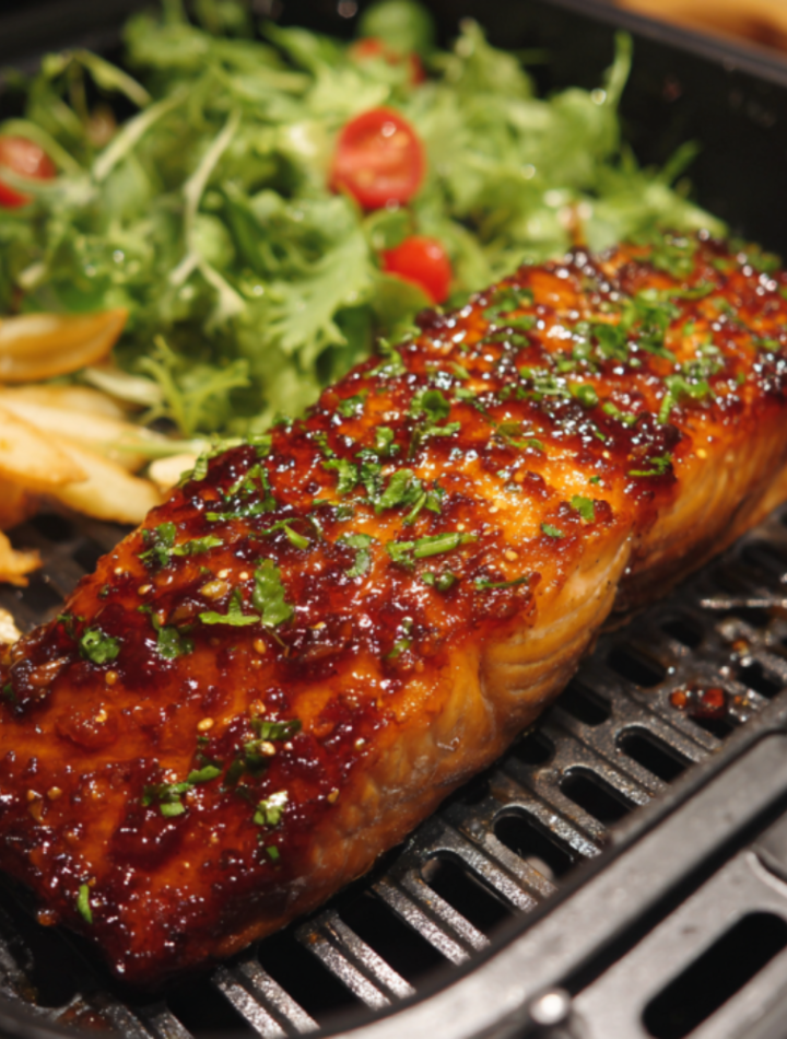 Air Fryer Plank-Grilled Sweet Soy Salmon