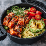 Air Fryer Salmon Avocado Poke Bowl