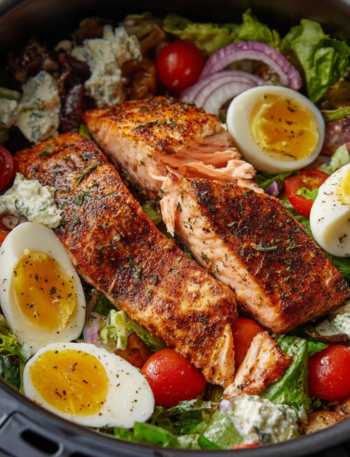 Air Fryer Salmon Cobb Salad