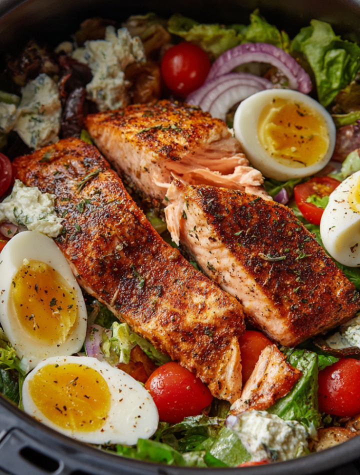 Air Fryer Salmon Cobb Salad