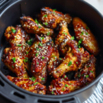 Air Fryer Sticky Sesame Garlic Chicken Wings