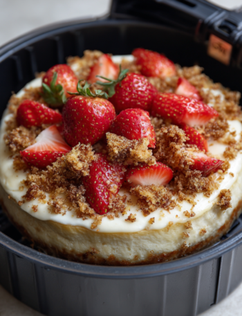 Air Fryer Strawberry Crunch Cheesecake