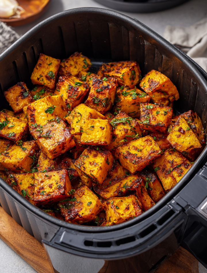 Air Fryer Vegan Creamy Garlic Pumpkin Pasta