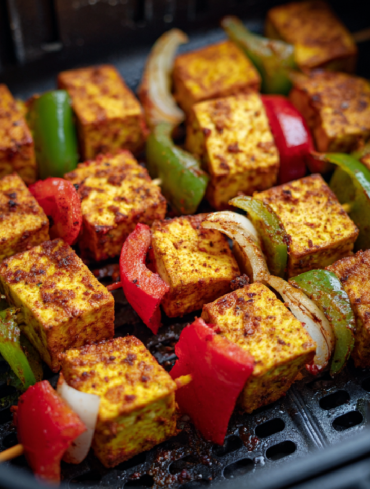 Air Fryer Vegan Tofu Tikka Skewers