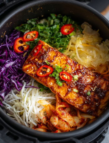 Air fryer Salmon Buldak Bowl