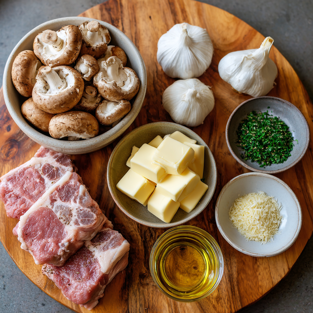 Ingredients of Air Fryer Creamy Mushroom Garlic Pork Tenderloin