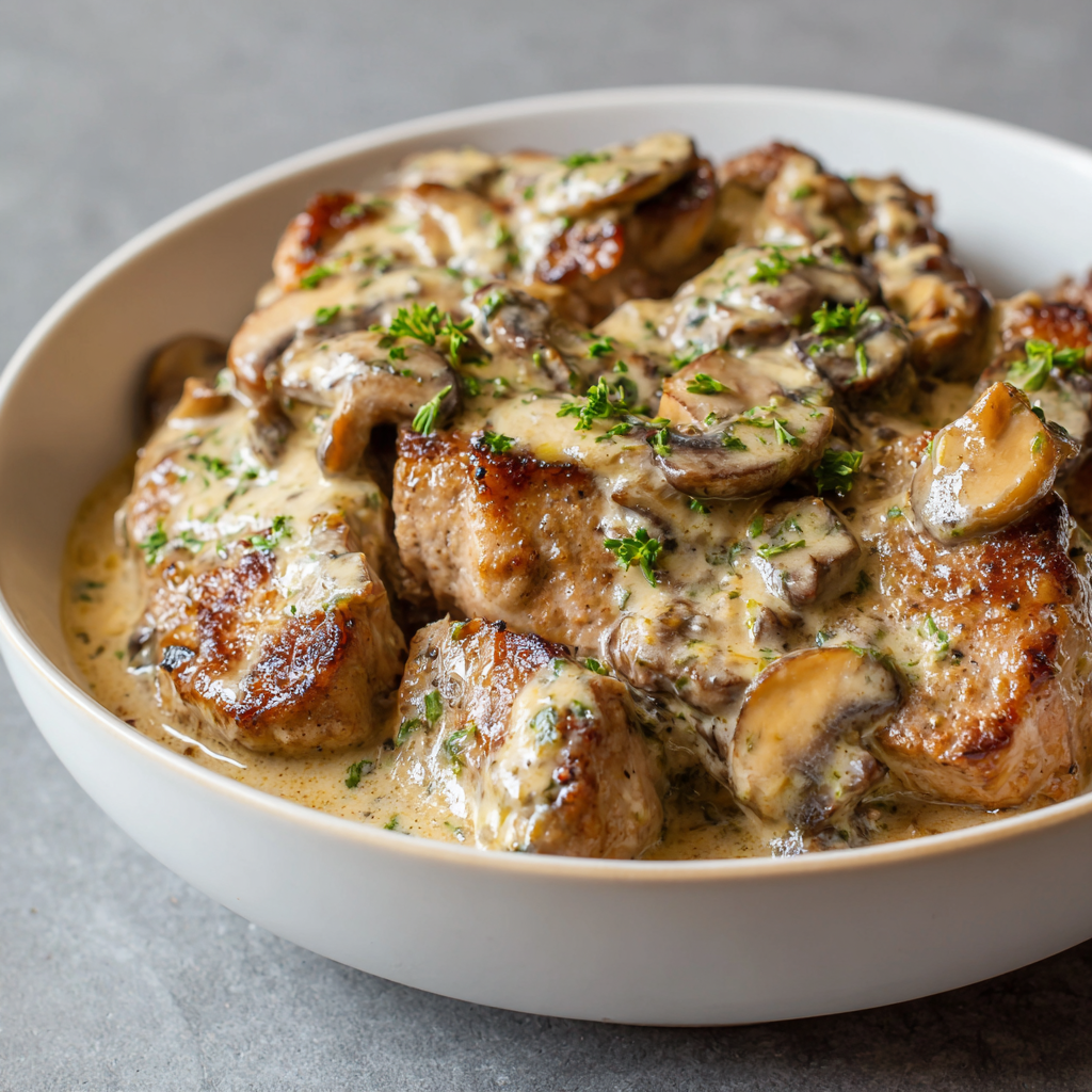 how to prepare Air Fryer Creamy Mushroom Garlic Pork Tenderloin