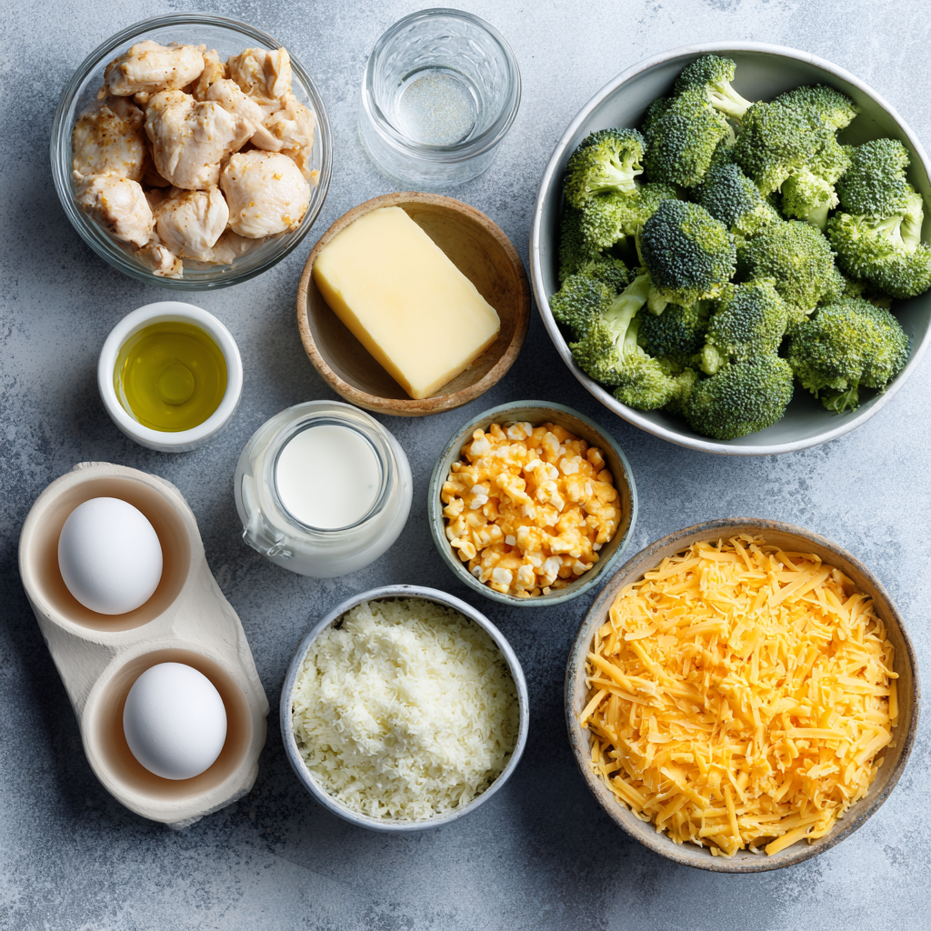 Air Fryer Cheesy Broccoli Chicken Casserole ingredients