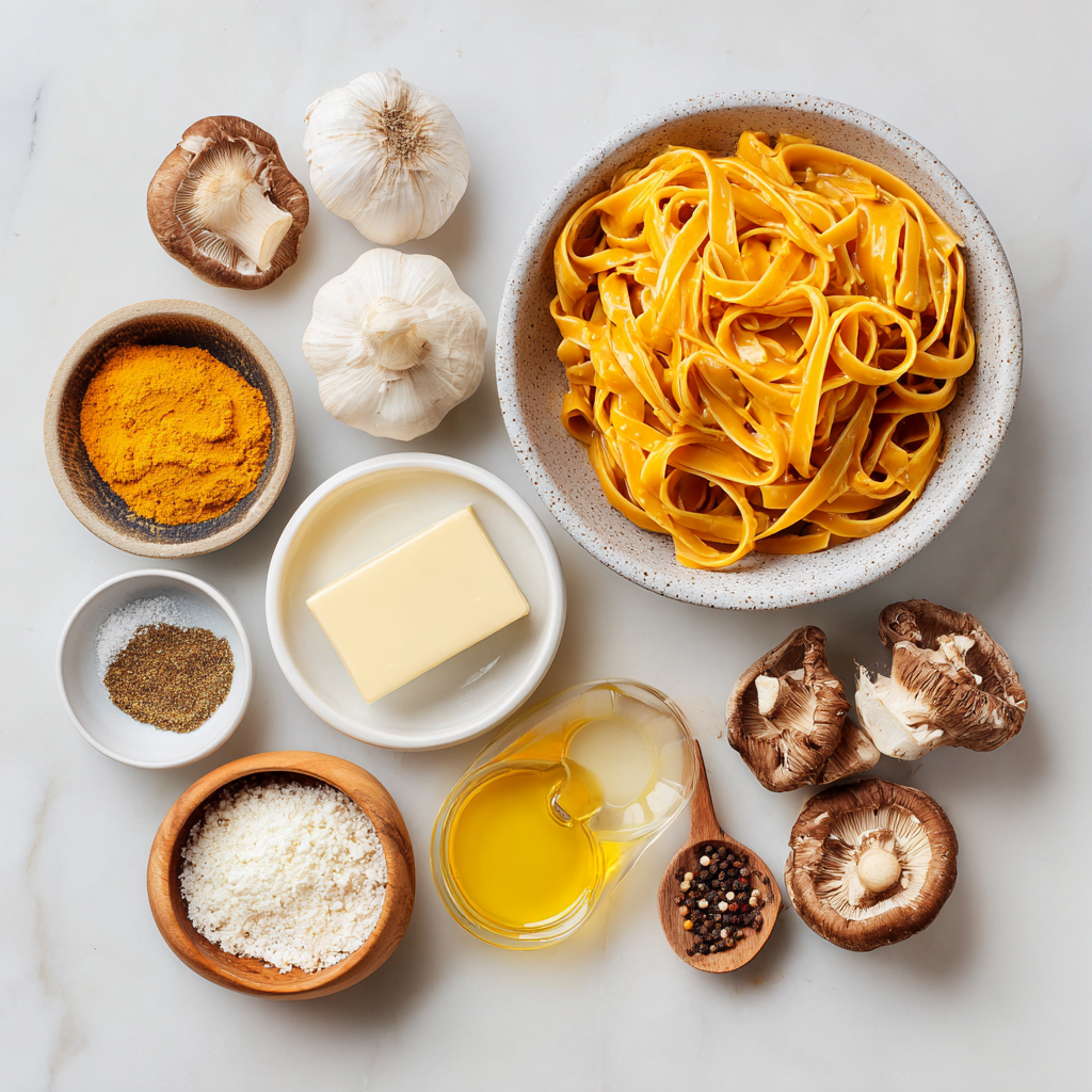 Air Fryer Vegan Creamy Garlic Pumpkin Pasta ingredients