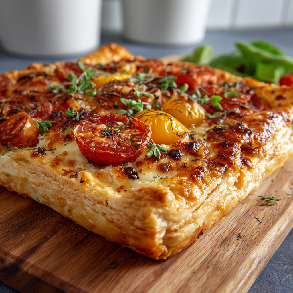 how to make Air Fryer Upside-Down Tomato Puff Pastry Tart
