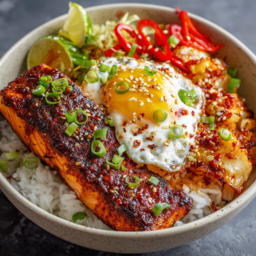 How to make Air fryer Salmon Buldak Bowl