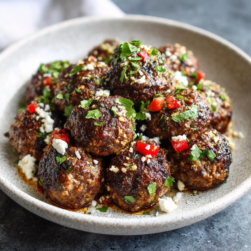 how to make Air Fryer Mediterranean Beef Meatballs