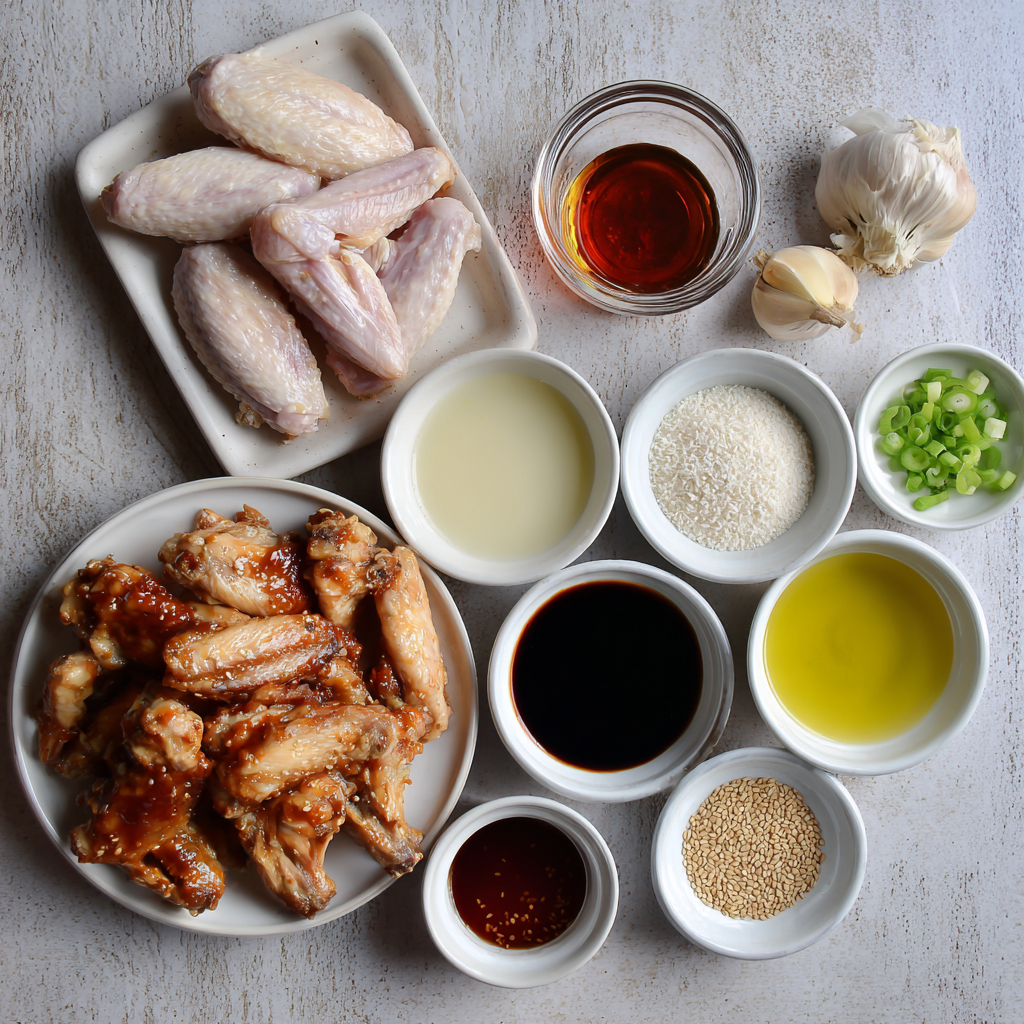 Air Fryer Sticky Sesame Garlic Chicken Wings ingredients