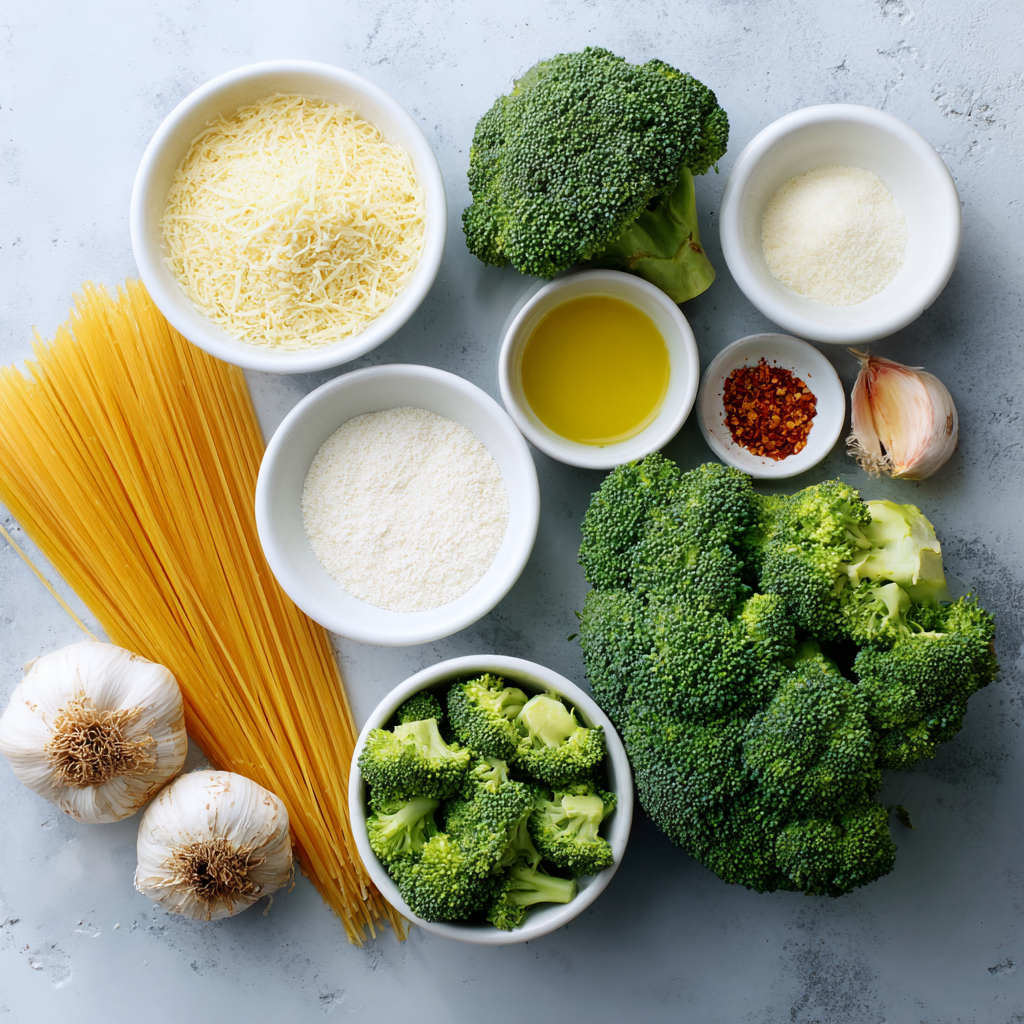 Air Fryer Creamy Vegan Parmesan Broccoli Pasta ingredients