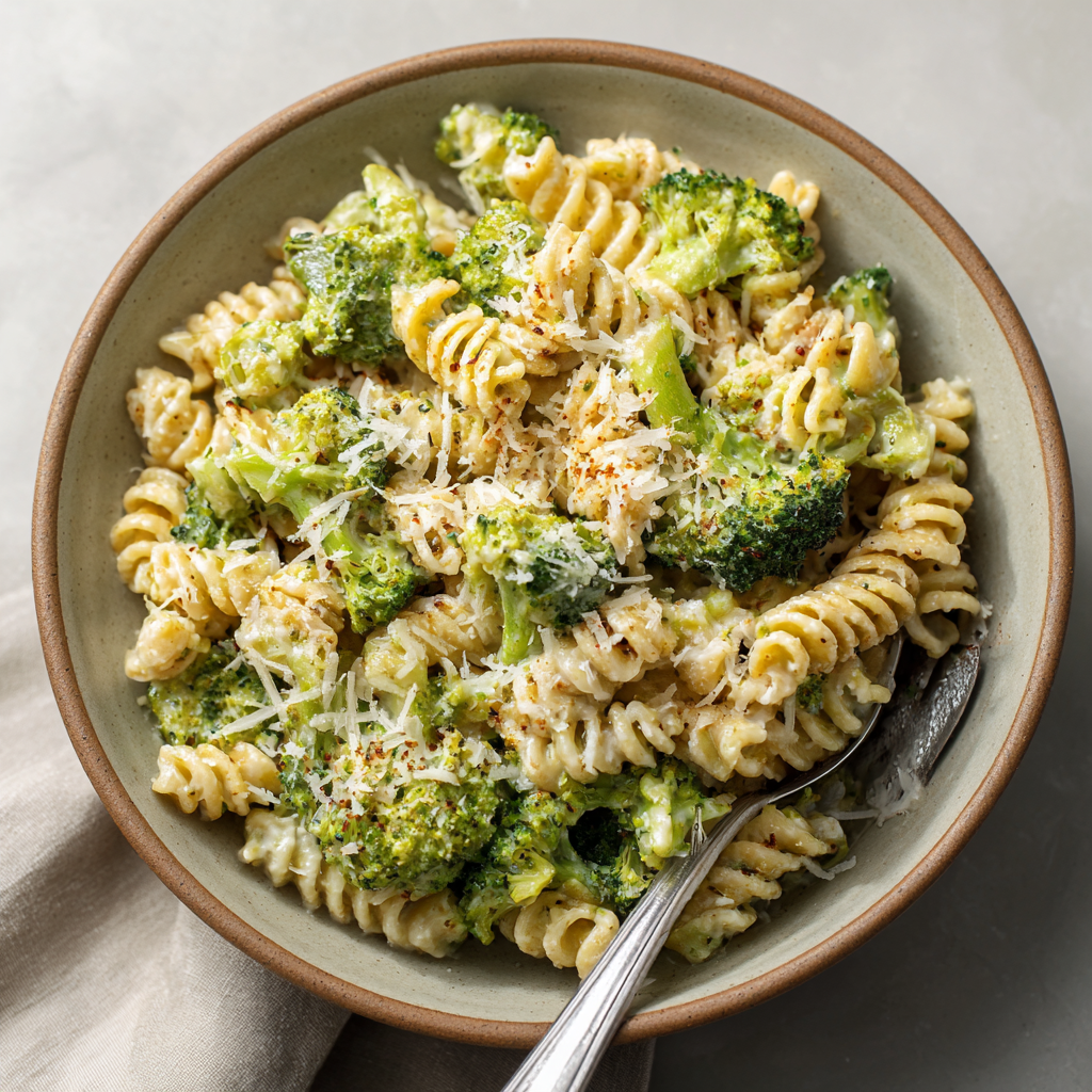 how to make Air Fryer Creamy Vegan Parmesan Broccoli Pasta
