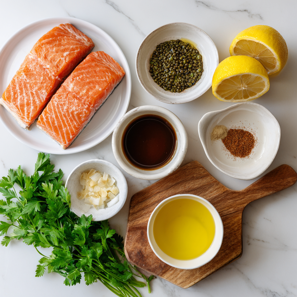 Air Fryer Salmon Piccata ingredients